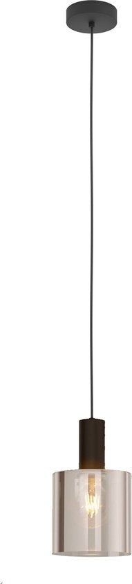 EGLO Gorosiba - Hanglamp - E27 - Ø 15 cm - rookglas - Zwart Tweede kans