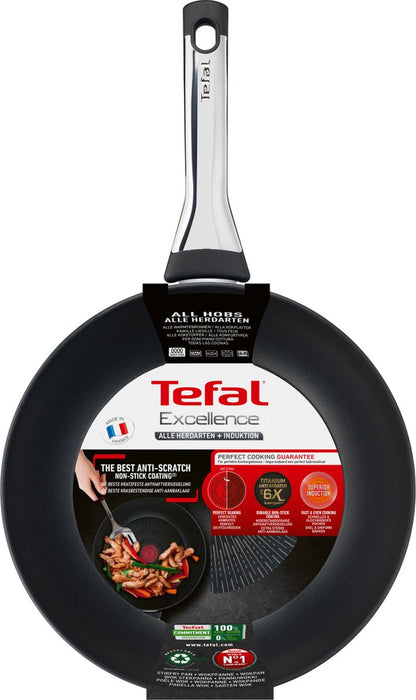Tefal Excellence Wokpan - Thermo-Signal™ - Titanium Anti-Aanbaklaag - Zwart - 28 cm Tweede kans