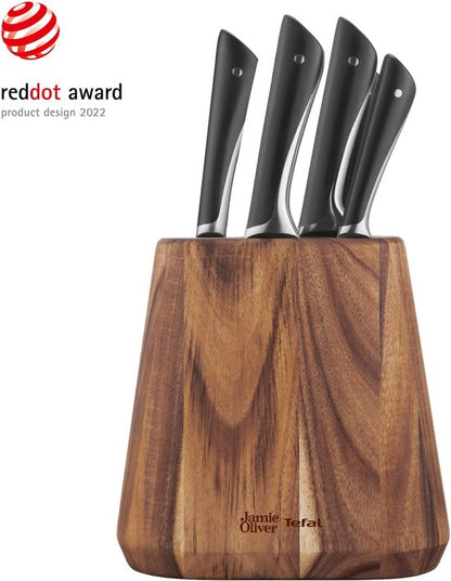 Tefal Jamie Oliver Messenset - 6-delig - Inclusief Messenblok - Hout/RVS - Professionele Kwaliteit Tweede kans