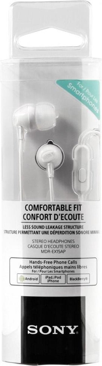 Sony MDR-EX15APW - In-ear oordopjes met mic. - Wit