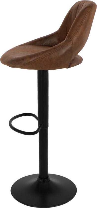 Alora Barkruk Industrial Donkerbruin - Barkrukken set van 2 - Barstoel Kruk - Barstoelen met rugleuning - Keukenstoel