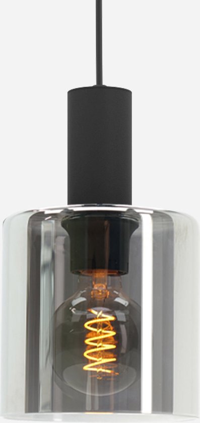 EGLO Gorosiba - Hanglamp - E27 - Ø 15 cm - rookglas - Zwart Tweede kans