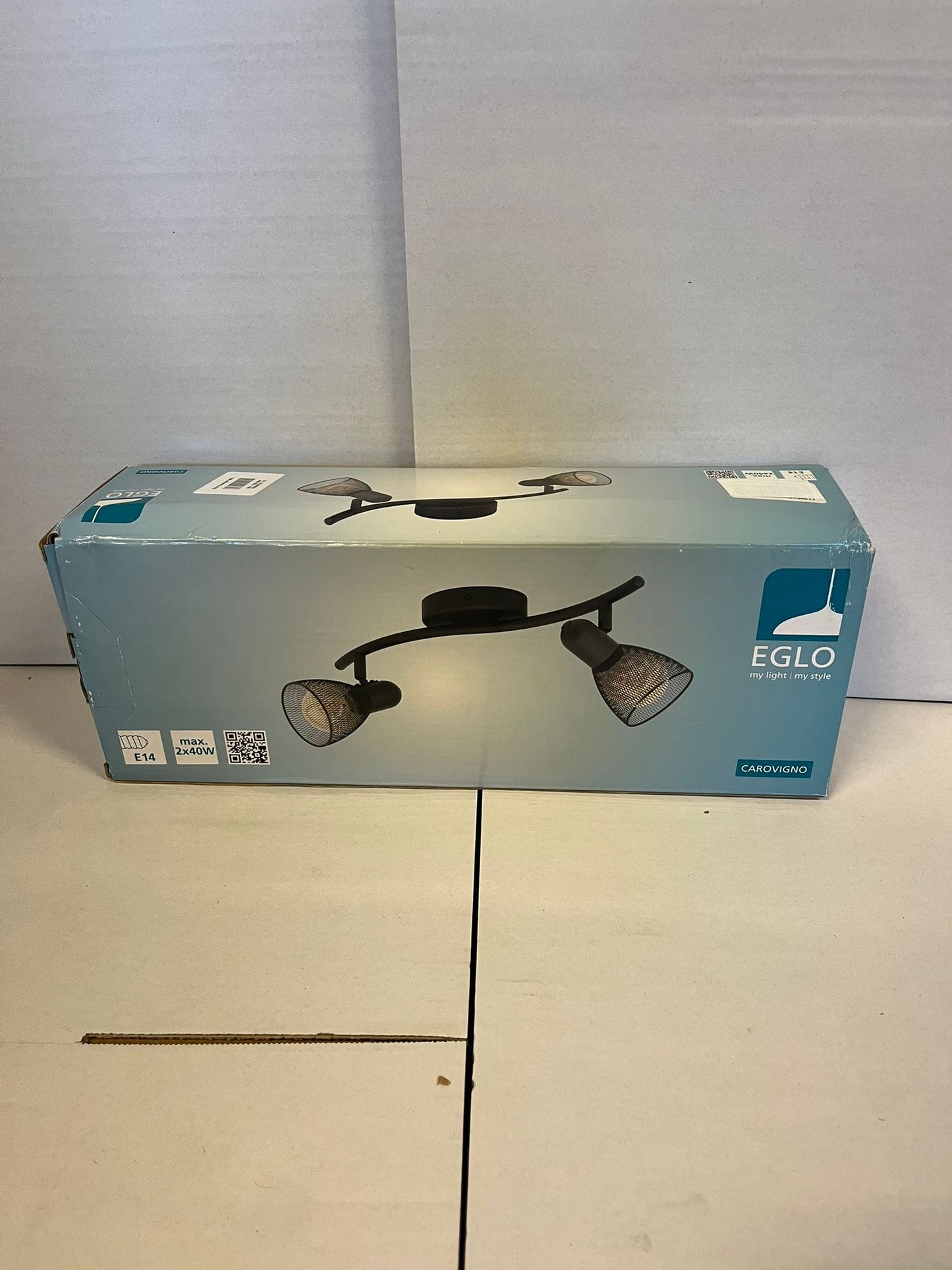 EGLO Carovigno Opbouwspot - 2 lichts - 34 cm. - E27 - zwart/rooster Tweede kans