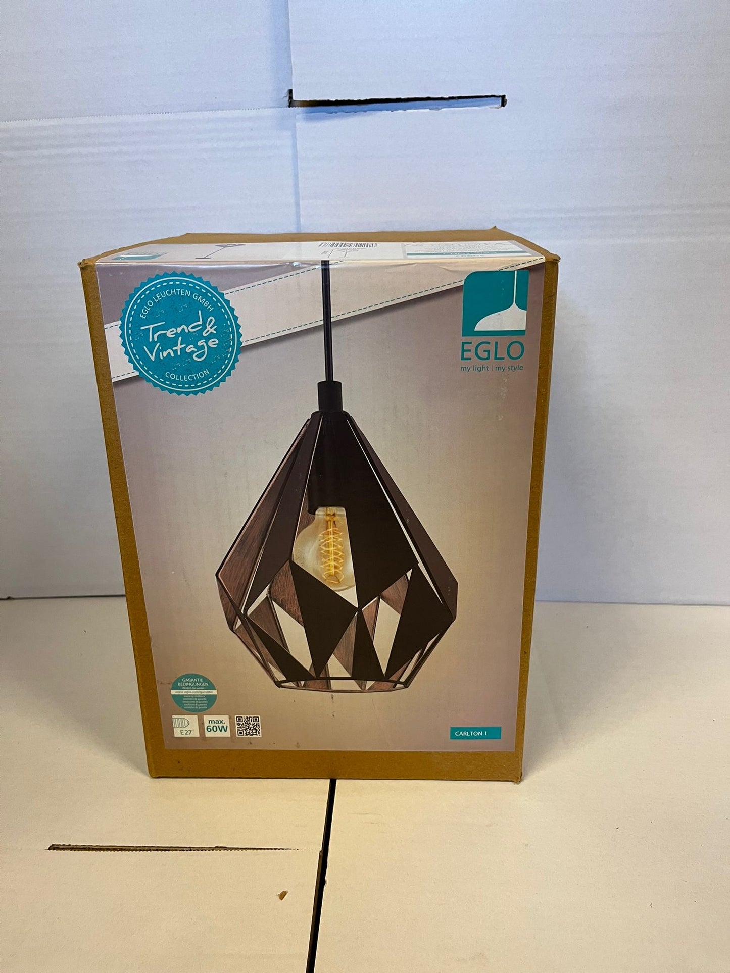 EGLO Carlton 1 Hanglamp - E27 - Ø 20,5 cm - Zwart/Koper Tweede kans