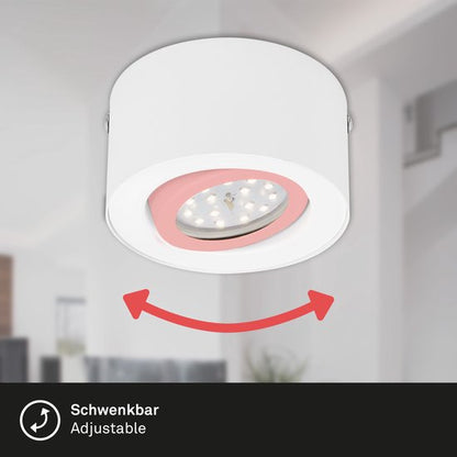 BRILONER Tube - LED Opbouwspot - plafondspot - plafonniére kantelbaar - 3.000K warm wit licht - 5W - Ø 9cm - wit Tweede kans