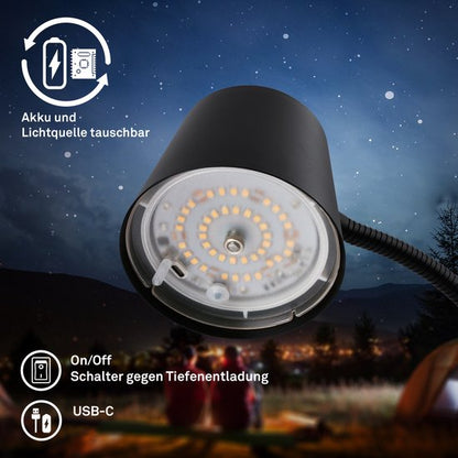 BRILONER Cielo - Oplaadbare Vloerlamp - dimbaar - led staande lamp - snoerloze - USB-C - 126,5 x 21 cm - zwart Tweede kans