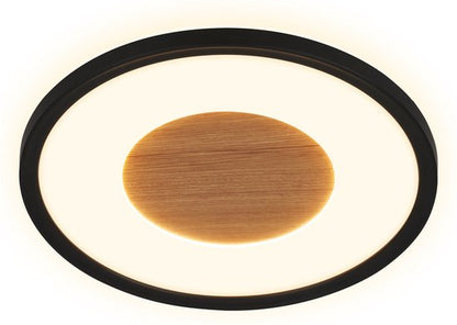 BRILONER Sufit Wood - LED Plafonniére - plafondlamp met houtdecor - met indirect licht - warm wit licht - Ø29 x 3 cm - zwart Tweede kans