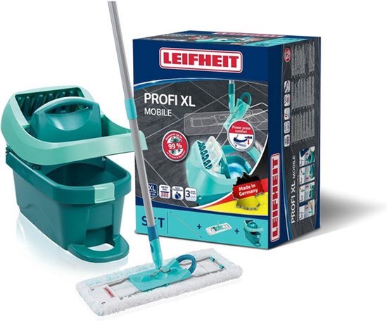Leifheit Profi XL vloerwisser - compleet systeem - micro duo - met wieltjes - 42 cm wisbreedte - 8 ltr emmer Tweede kans