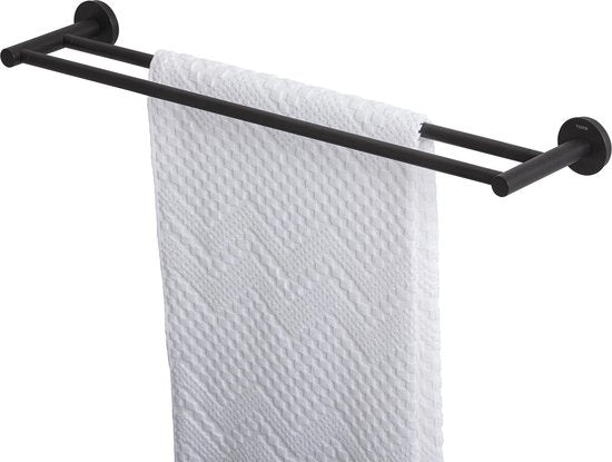 Tiger Urban - Handdoekrek dubbel 60 cm - Zonder boren - Boren of lijmen - Zwart Tweede kans