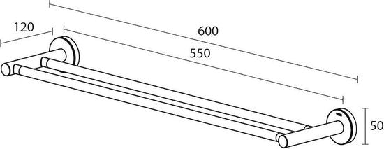 Tiger Urban - Handdoekrek dubbel 60 cm - Zonder boren - Boren of lijmen - Zwart Tweede kans