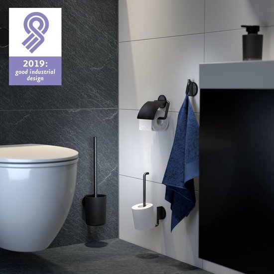 Tiger Tune - Toiletborstel met houder - Zonder boren - Zelfklevend 3M tape - Zwart Tweede kans