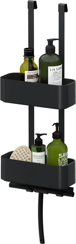 Tiger 2-Store - Ophangbaar doucherek 25 cm - Zonder boren - Zwart Tweede kans