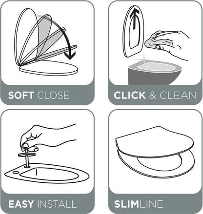 Tiger Elvas - WC bril D-vorm - Toiletbril met deksel - Soft Close - Easy Clean functie - Duroplast - Wit Tweede kans