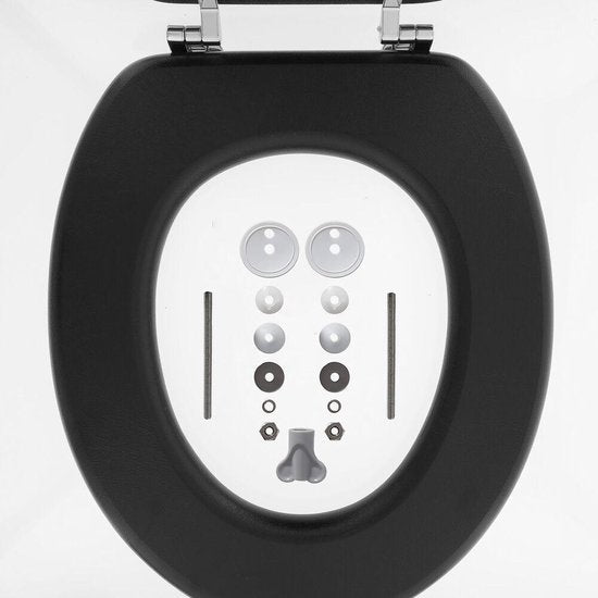 Tiger Leatherlook - WC bril - Toiletbril met deksel - MDF - Zwart Tweede kans