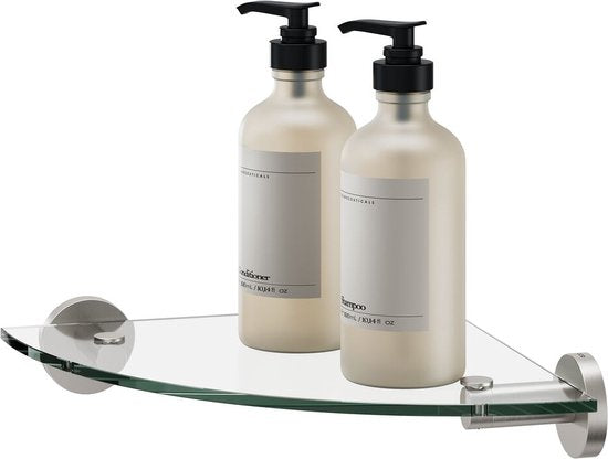 Tiger Boston - Hoekplank 25 cm - Zonder boren - Planchet - Boren of lijmen - RVS geborsteld Tweede kans