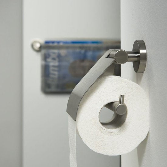 Tiger Boston - Wc rolhouder met klep - Toiletrolhouder - Zonder boren - Boren of lijmen - RVS geborsteld Tweede kans