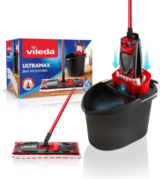 Vileda UltraMax Power 2in1 Complete set - Vlakke microvezelmop+emmer met pers Tweede kans