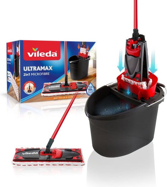 Vileda UltraMax Power 2in1 Complete set - Vlakke microvezelmop+emmer met pers Tweede kans