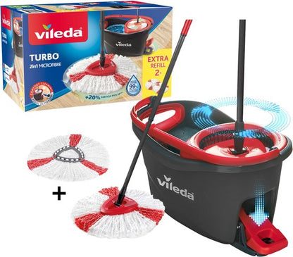Vileda Turbo 2in1 - Pedaalsysteem met 2 vervangingen - Microvezelmop 2in1 tweede kans