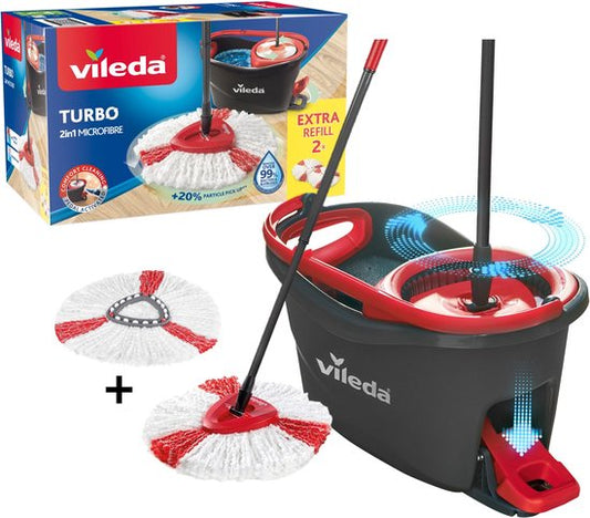 Vileda Turbo 2in1 - Pedaalsysteem met 2 vervangingen - Microvezelmop 2in1 tweede kans