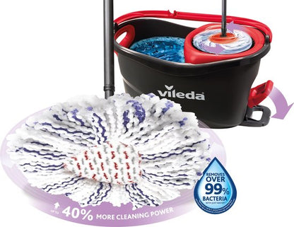 Vileda Turbo 3in1 - complete roterende mopset met emmer met pedaalpers - Nieuwe generatie microvezelpad 3in1 tweede kans