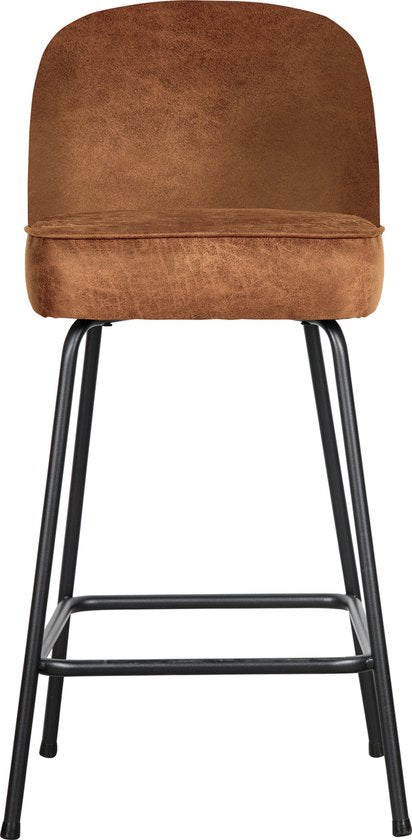 WOOOD Vogue Barstoel - Recycle Leer/Metaal - Cognac/Buin - 89x50x55 cm