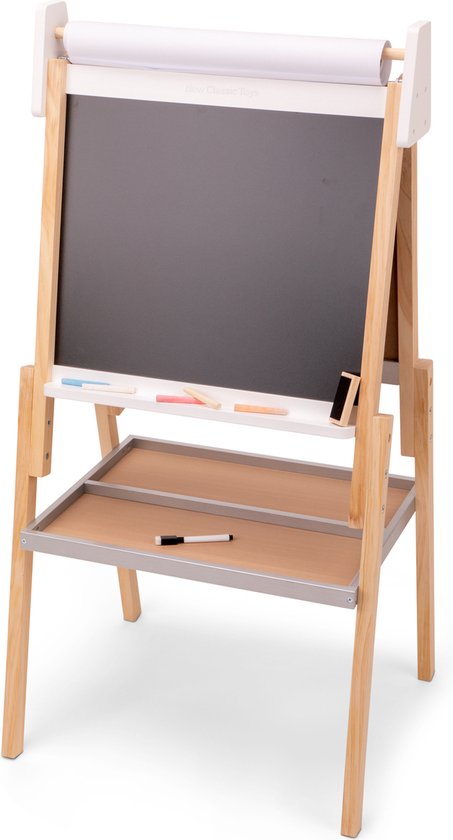Woet® Houten Schoolbord - Magnetisch Whiteboard - Krijtbord - Inclusief Krijtjes, Stift, Wisser en Papierenrol - Vanaf 3 Jaar