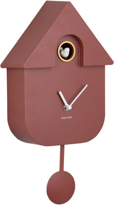 Karlsson Koekoeksklok Modern Cuckoo - Okerrood - 8.5x21.5x41cm - Wandklok Modern