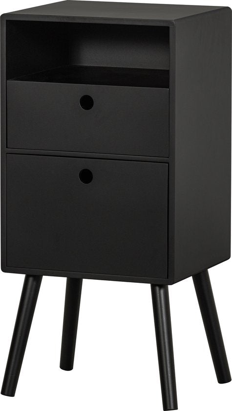 WOOOD Ozzy Nachtkastje - Hout - Zwart - 75x36x30 cm