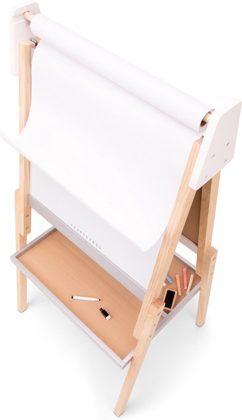 Woet® Houten Schoolbord - Magnetisch Whiteboard - Krijtbord - Inclusief Krijtjes, Stift, Wisser en Papierenrol - Vanaf 3 Jaar