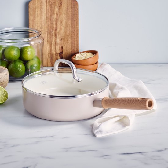 GreenChef Nordics keramische inductie hapjespan met deksel 24cm/3.1L - PFAS-vrij - Inductie pan - Inductie hapjespan - Vaatwasserbestendig Tweede kans