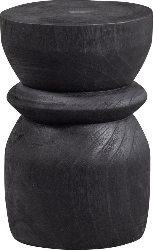 WOOOD Bikkel Kruk - Hout - Zwart - 40x28x28 cm