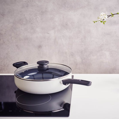 Brabantia INDU+ R Hapjepan / Skillet inclusief glazen deksel - Ø 28 cm – 100% gerecycled aluminium - keramische antiaanbaklaag Tweede kans