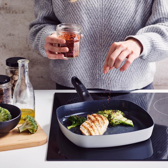 Brabantia INDU+ Grillpan - Ø 26 cm -keramische antiaanbaklaag – 100% gerecycled Aluminium Tweede kans