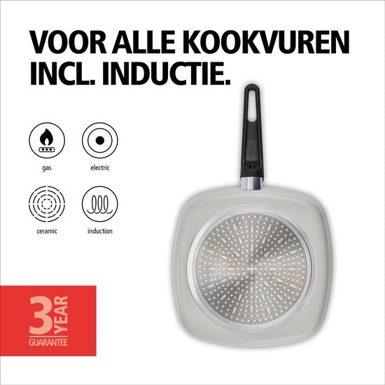 Brabantia INDU+ Grillpan - Ø 26 cm -keramische antiaanbaklaag – 100% gerecycled Aluminium Tweede kans