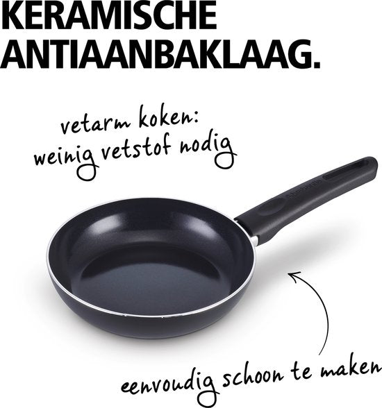 Brabantia Cooking Pleasure set - 7- delig - Inductie - Keramische anti aanbaklaag - 100% PFAS vrij - Zwart Tweede kans