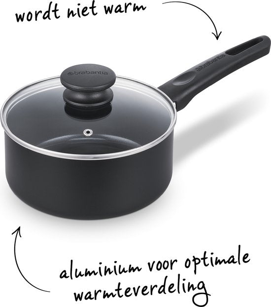 Brabantia Cooking Pleasure set - 7- delig - Inductie - Keramische anti aanbaklaag - 100% PFAS vrij - Zwart Tweede kans