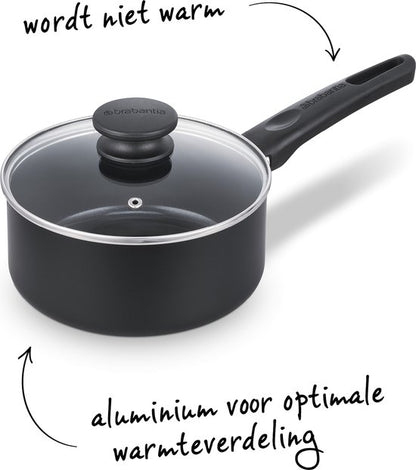 Brabantia Cooking Pleasure set - 7- delig - Inductie - Keramische anti aanbaklaag - 100% PFAS vrij - Zwart Tweede kans
