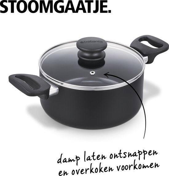 Brabantia Cooking Pleasure set - 7- delig - Inductie - Keramische anti aanbaklaag - 100% PFAS vrij - Zwart Tweede kans