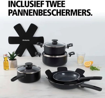 Brabantia Cooking Pleasure set - 7- delig - Inductie - Keramische anti aanbaklaag - 100% PFAS vrij - Zwart Tweede kans