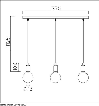 Lucide FIX - Hanglamp - 3xE27 - Zwart Tweede kans