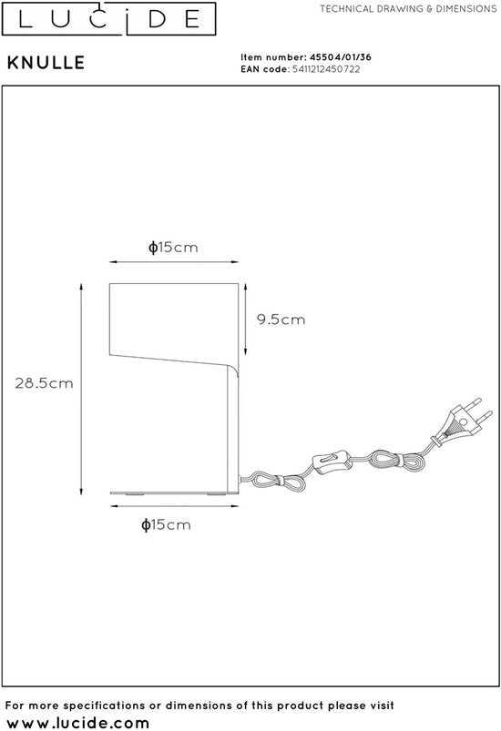 Lucide KNULLE - Tafellamp - Ø 15 cm - 1xE14 - Grijs