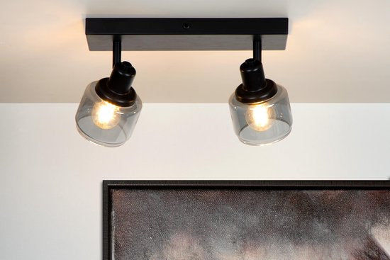 Lucide BJORN - Plafondspot (Plafondlamp) - 2xE14 - Zwart Tweede kans