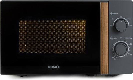 DOMO DO2920 Solo Microgolfoven “Wood You” - Magnetron - 20 L - 700 watt - Grijs - Houtlook Handvat Tweede kans