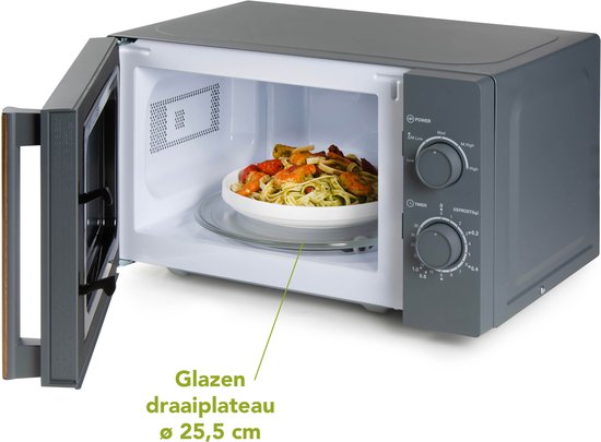 DOMO DO2920 Solo Microgolfoven “Wood You” - Magnetron - 20 L - 700 watt - Grijs - Houtlook Handvat Tweede kans