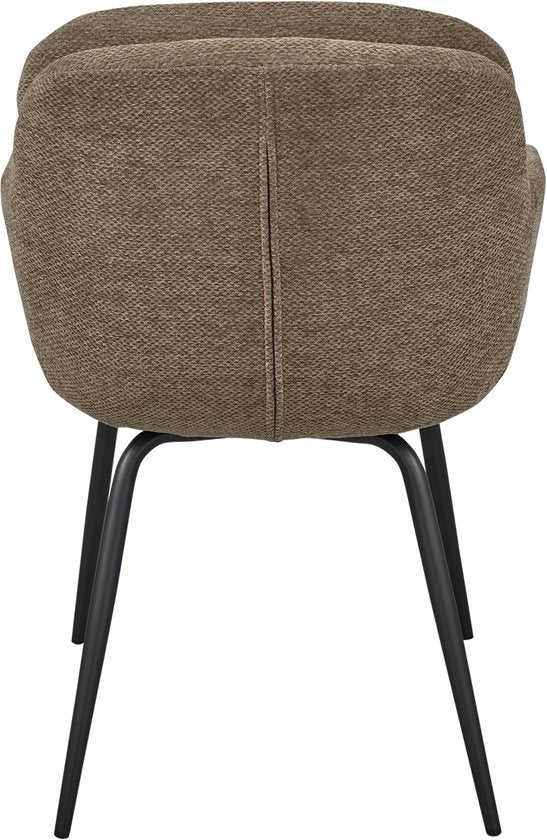 WOOOD Runa Eetkamerstoel - Chenille Stof - Donker Zand - 82x57x59 cm