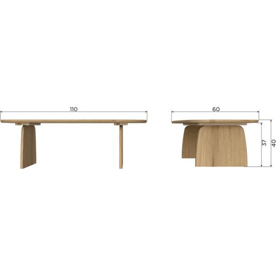 WOOOD Tablo Salontafel 110 cm - Eikenhout - 35x110x59 cm