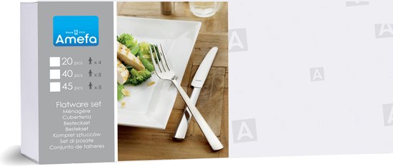 Amefa - Bestekset Elegance - 24-Delig - 6 persoons - 18/10 - Vaatwasmachinebestendig - Zilverkleurig - 6 personen