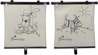 Dreambaby auto zonnescherm Zebra + Tijger (2 stuks) - Zonnewering