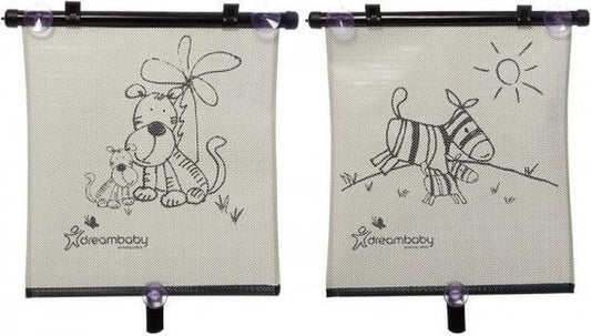 Dreambaby auto zonnescherm Zebra + Tijger (2 stuks) - Zonnewering